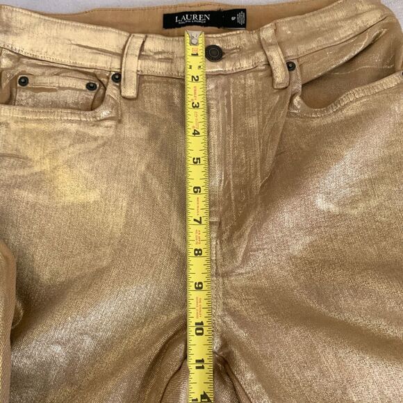 Lauren Ralph Lauren Metallic High Rise Straight Ankle Jeans SIze 6 - Picture 12 of 13